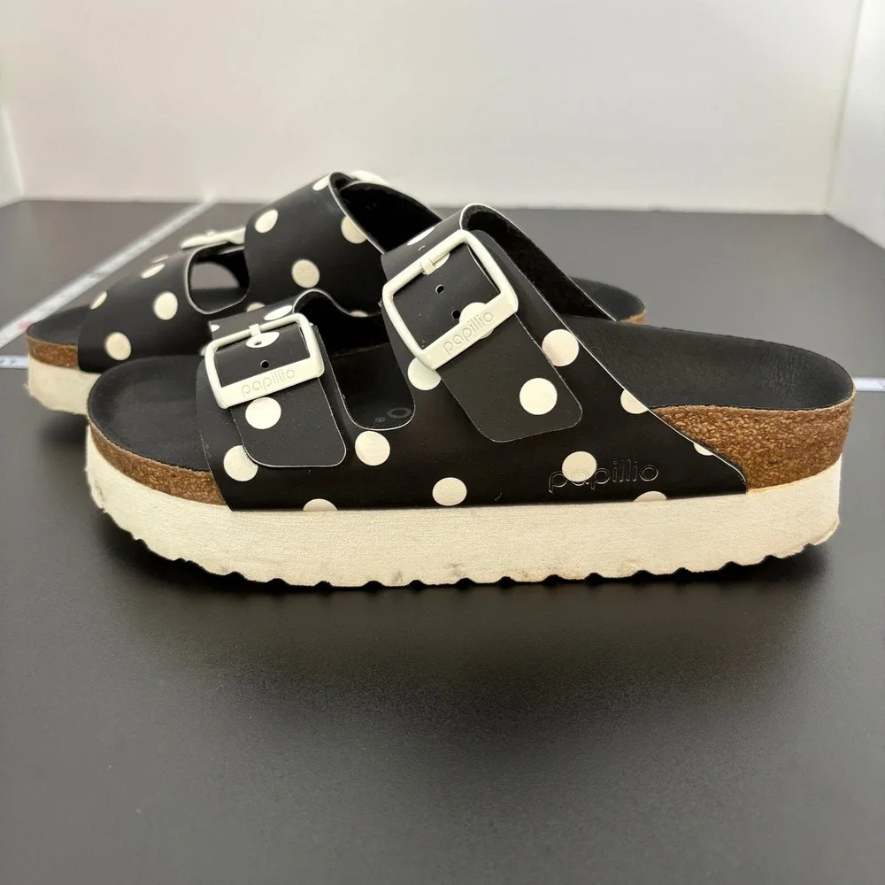 Papillio Women Sandals 36 (5) Black PolkaDot Arizona Platform Birkenstock Slides
